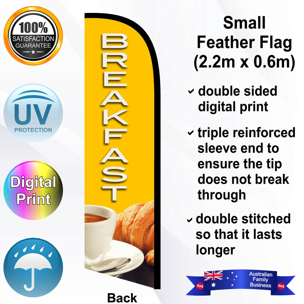 BREAKFAST Feather Flag - Rear
