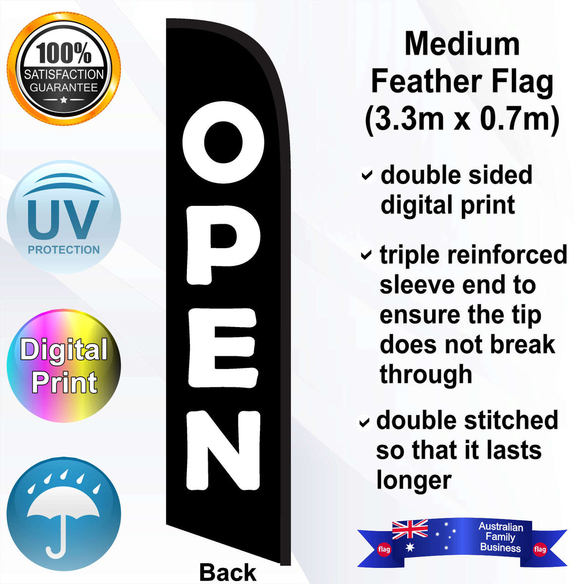 OPEN Feather Flag - Rear