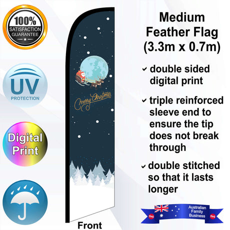MERRY CHRISTMAS Feather Flag - Front
