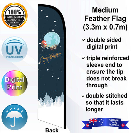 MERRY CHRISTMAS Feather Flag - Rear