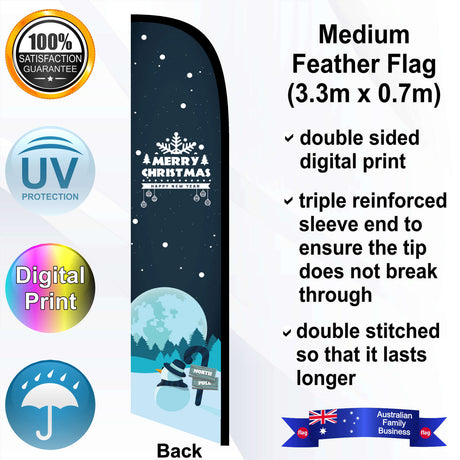 MERRY CHRISTMAS AND A HAPPY NEW YEAR Feather Flag - Rear