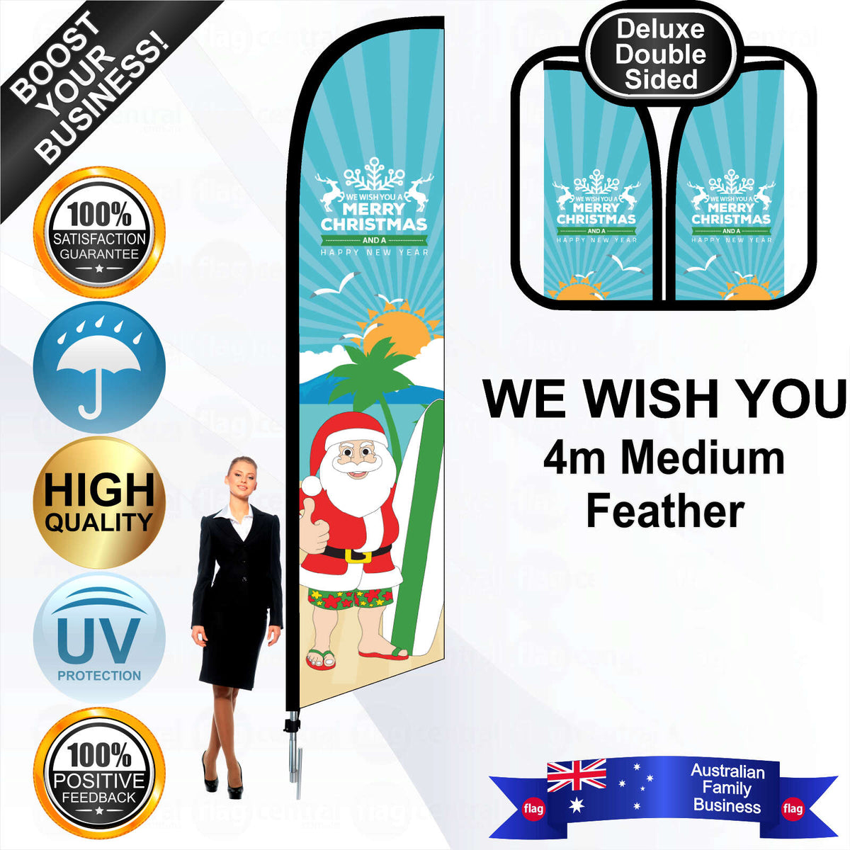 WE WISH YOU A MERRY CHRISTMAS AND A HAPPY NEW YEAR Feather Flag - Bundle
