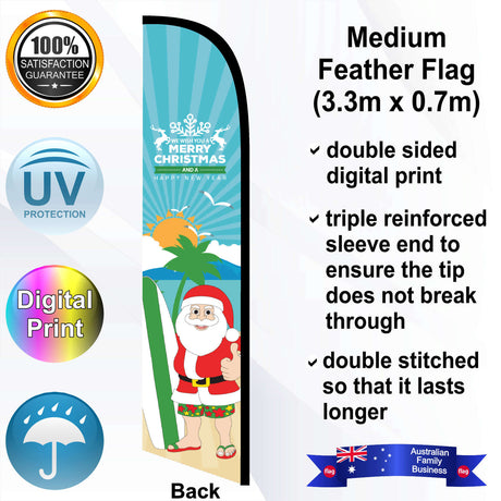 WE WISH YOU A MERRY CHRISTMAS AND A HAPPY NEW YEAR Feather Flag - Rear