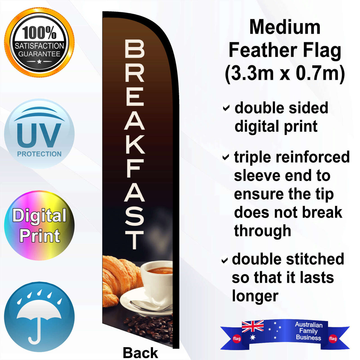 BREAKFAST Feather Flag - Rear