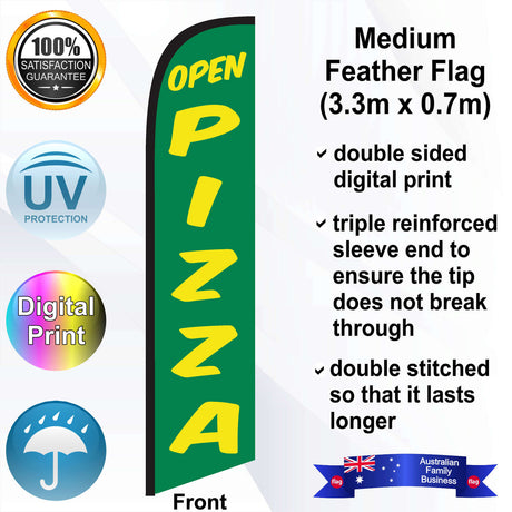 OPEN PIZZA Feather Flag - Front