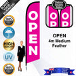 OPEN Pink Deluxe 4m Medium Feather Flag - Bundle