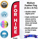 FOR HIRE Feather Flag - Front
