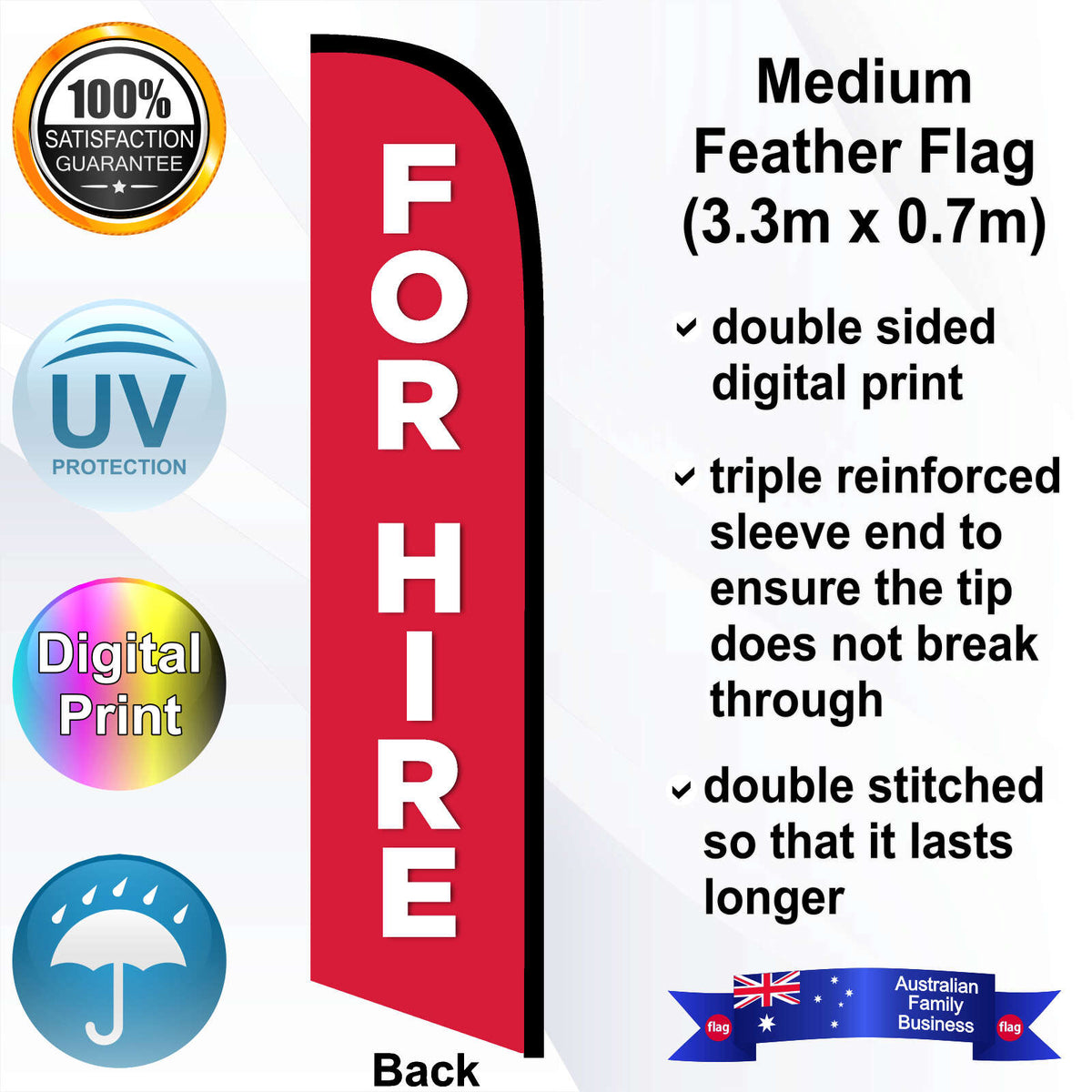 FOR HIRE Feather Flag - Rear