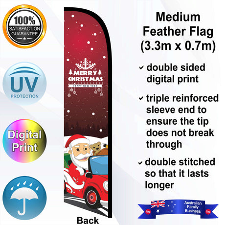 MERRY CHRISTMAS Feather Flag - Rear