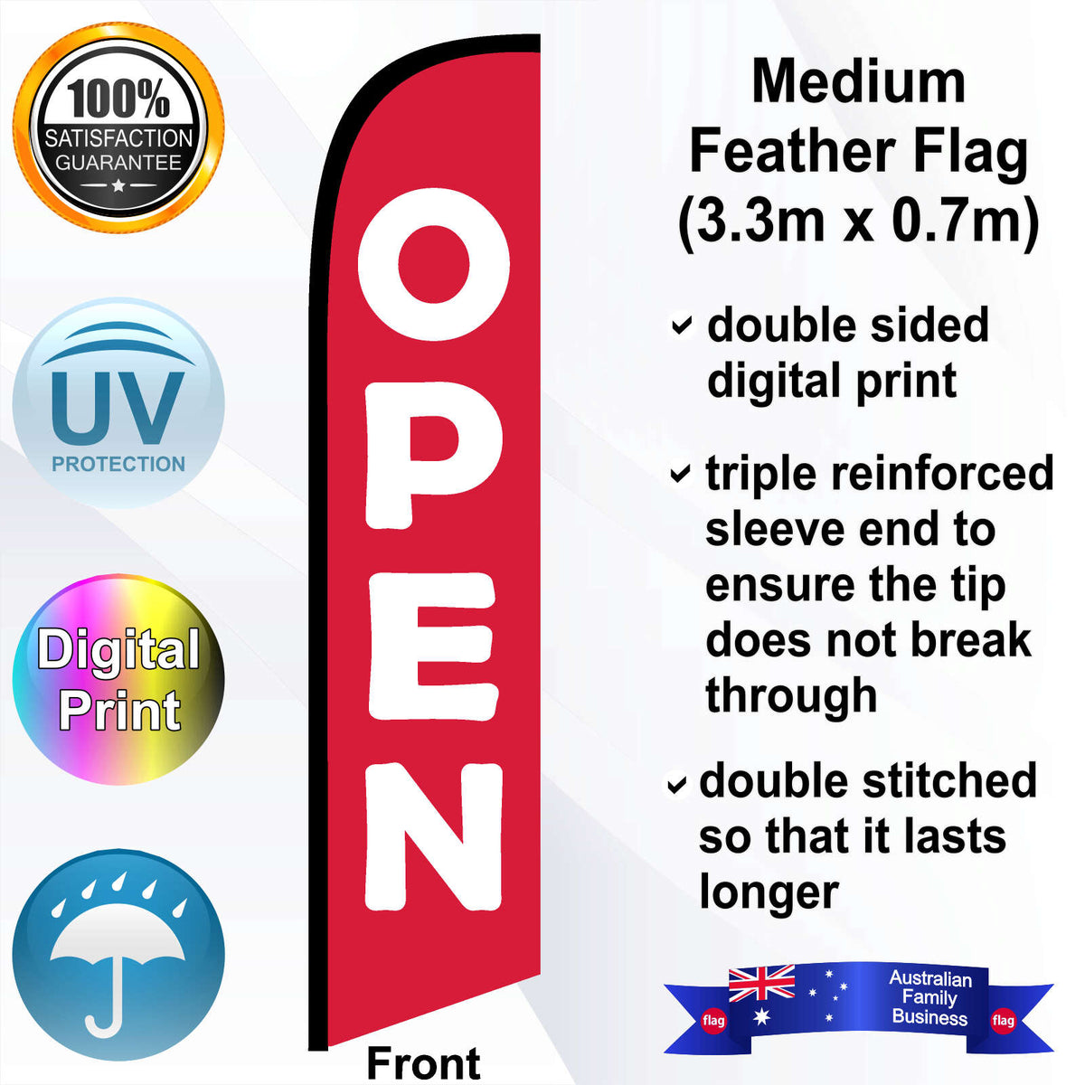 OPEN Feather Flag - Front