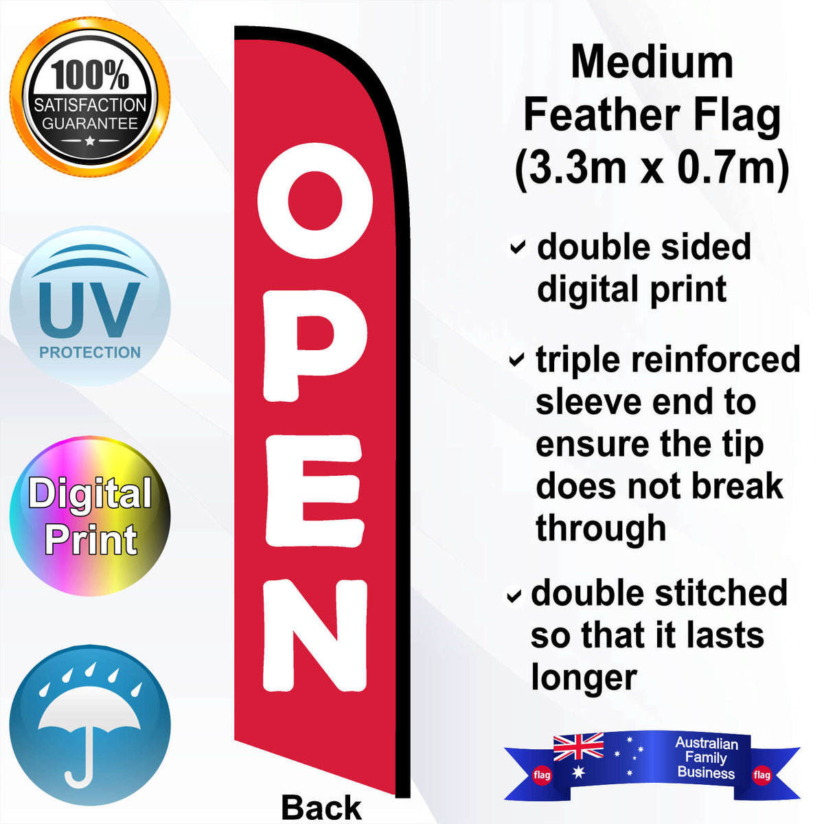 OPEN Feather Flag - Rear