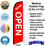 NOW OPEN Feather Flag - Front