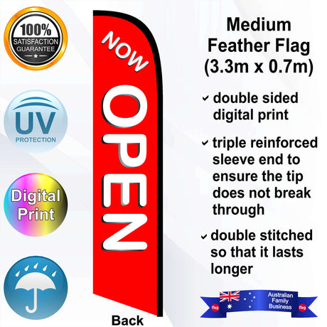 NOW OPEN Feather Flag - Rear