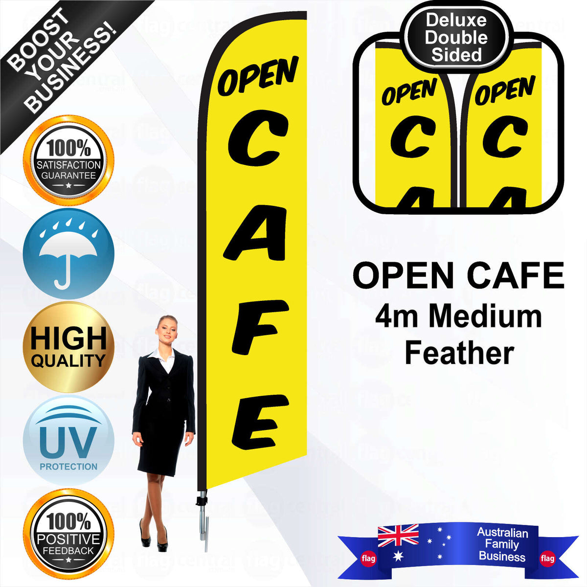 OPEN CAFE Feather Flag - Bundle