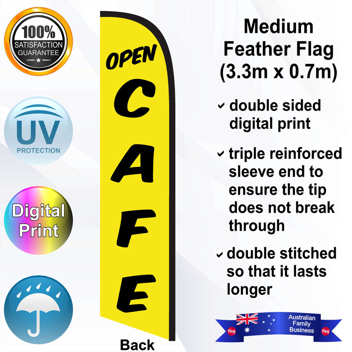 OPEN CAFE Feather Flag - Rear