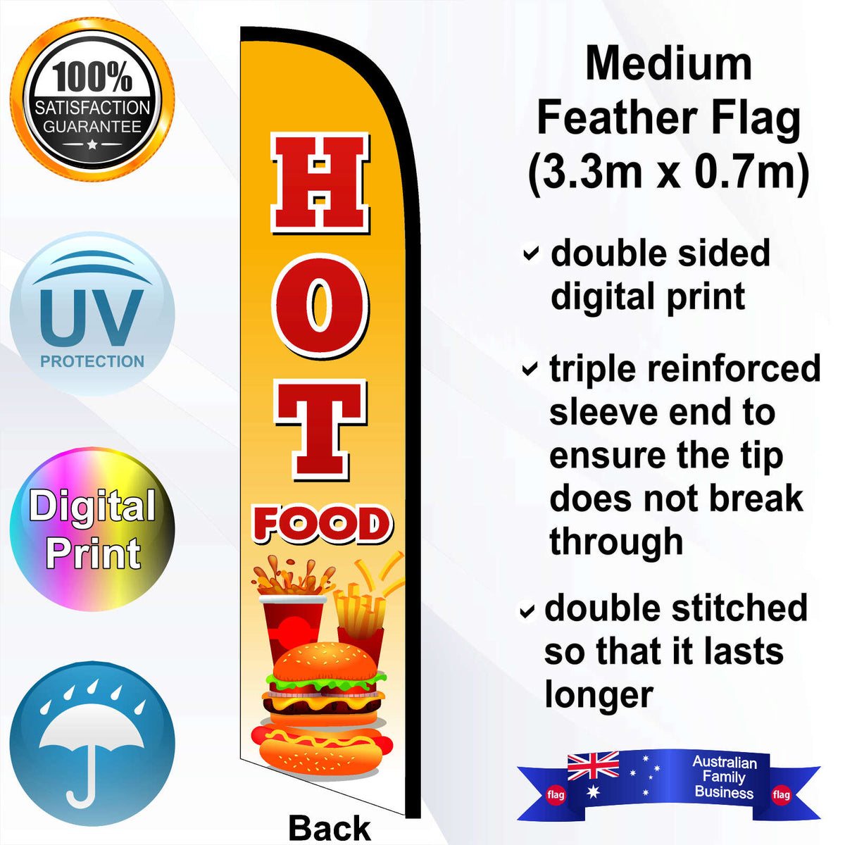 HOT FOOD Feather Flag - Rear