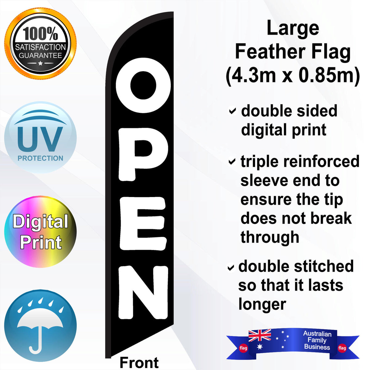 OPEN Feather Flag - Front