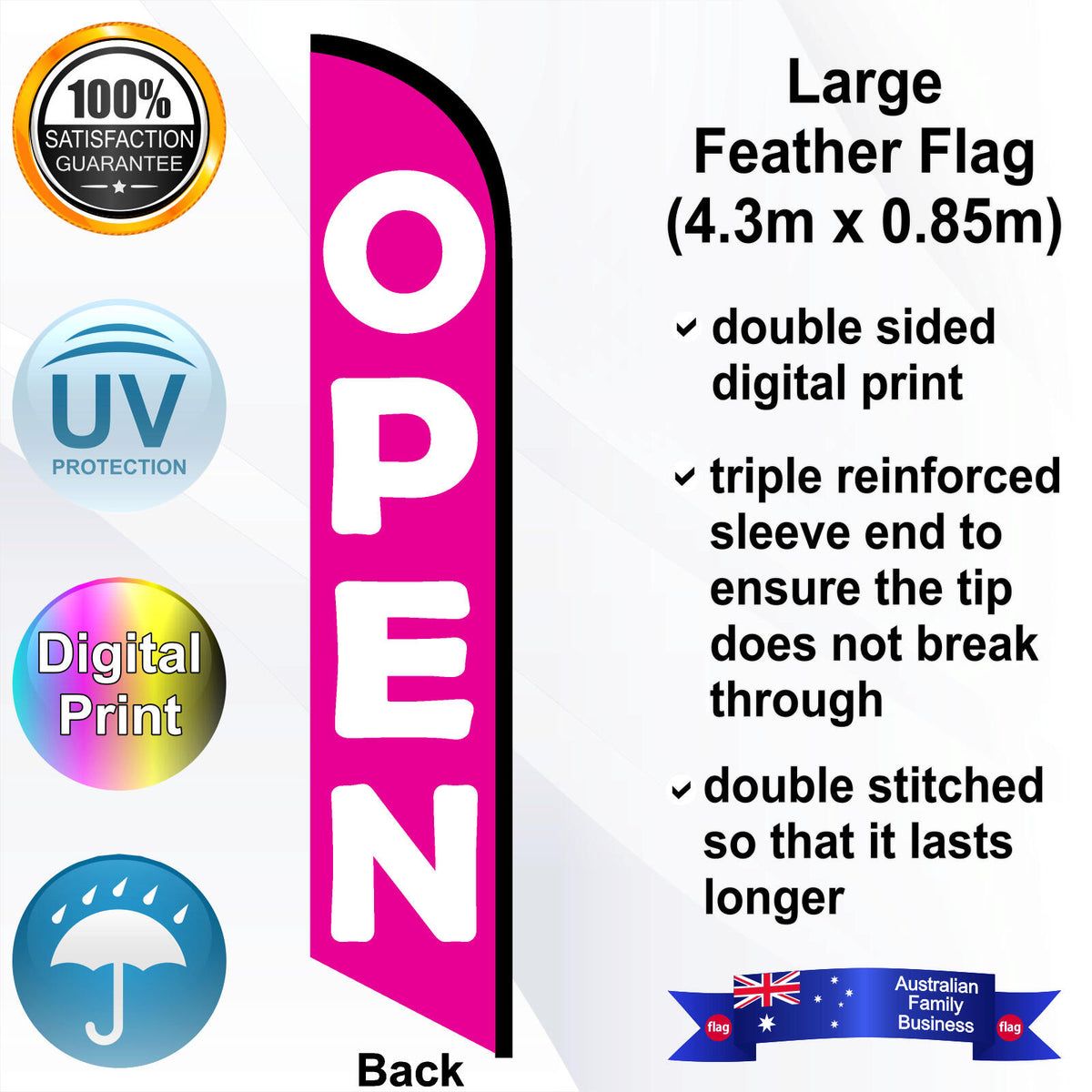 OPEN Feather Flag - Rear