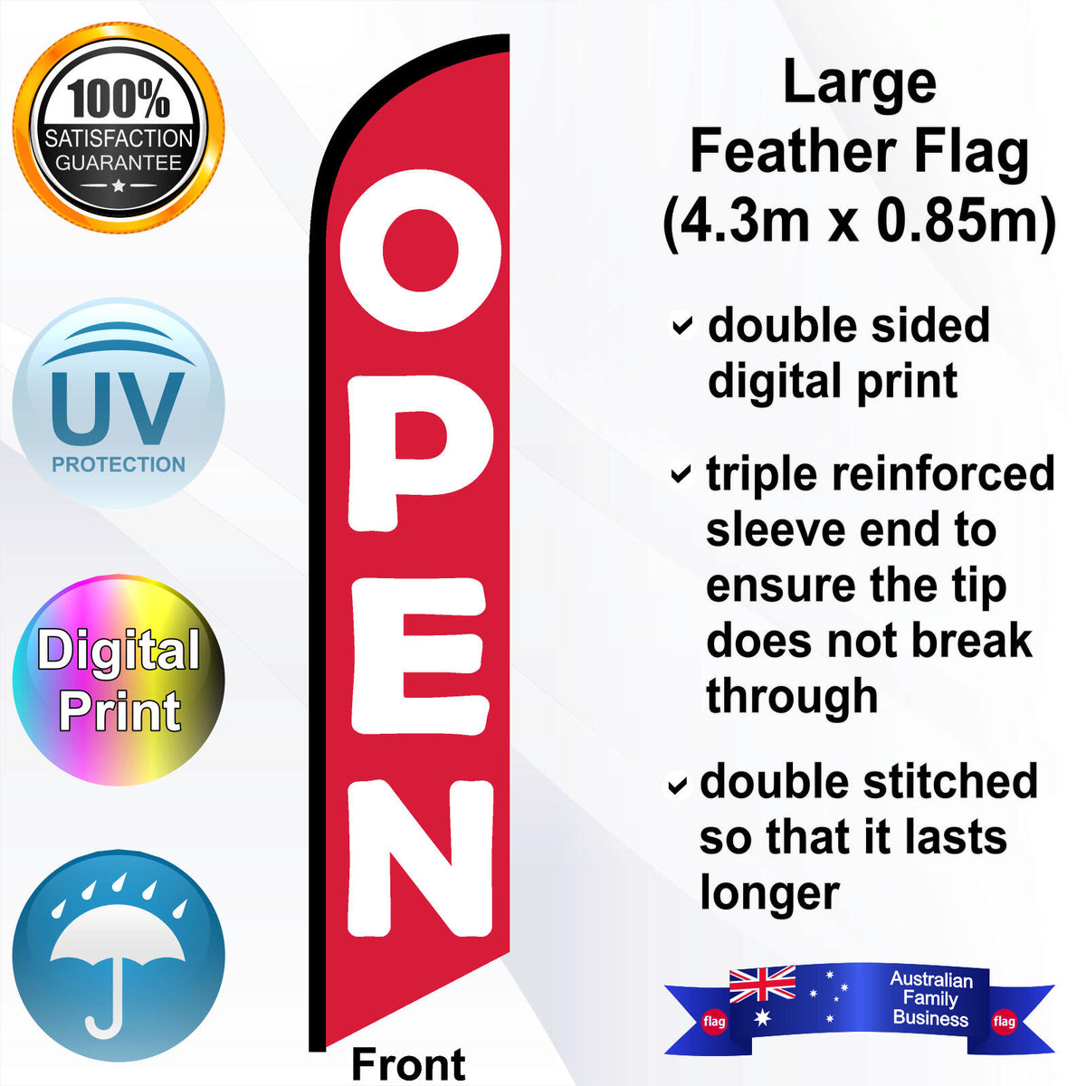 OPEN Feather Flag - Front