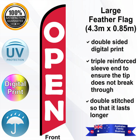 OPEN Feather Flag - Front