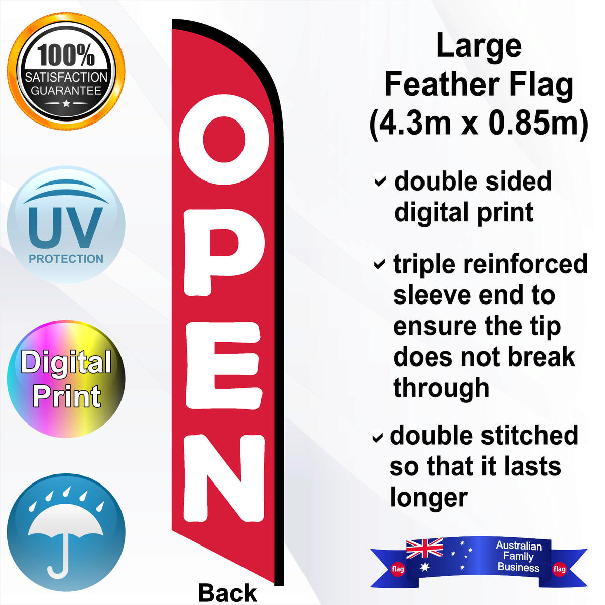 OPEN Feather Flag - Rear
