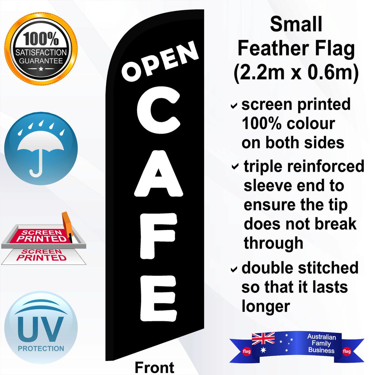 OPEN CAFE Feather Flag - Front