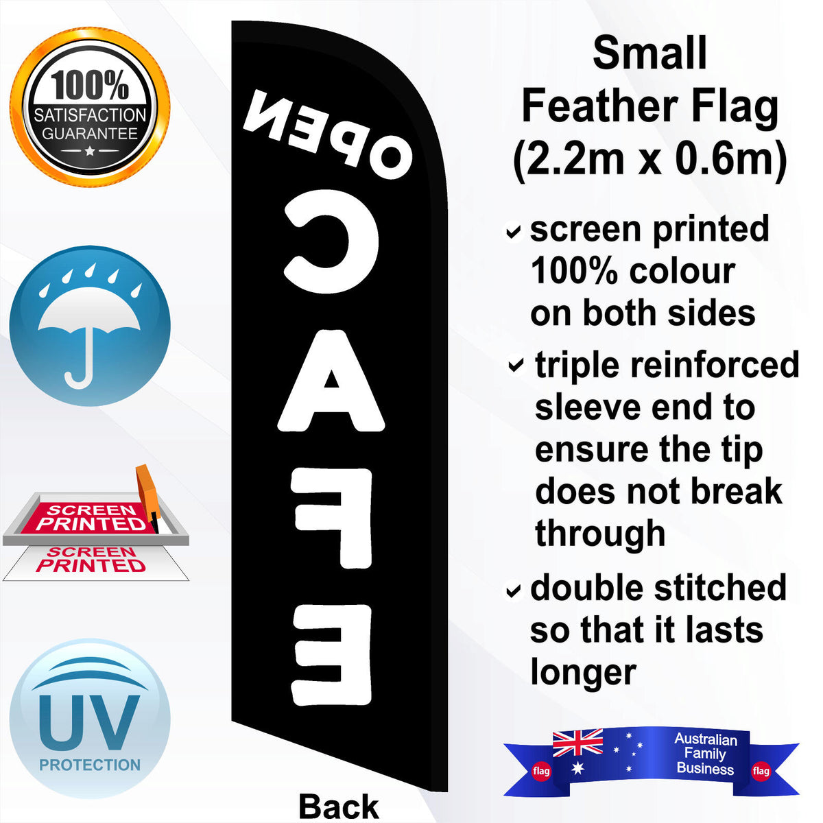 OPEN CAFE Feather Flag - Rear