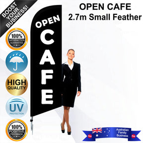 OPEN CAFE Feather Flag - Bundle