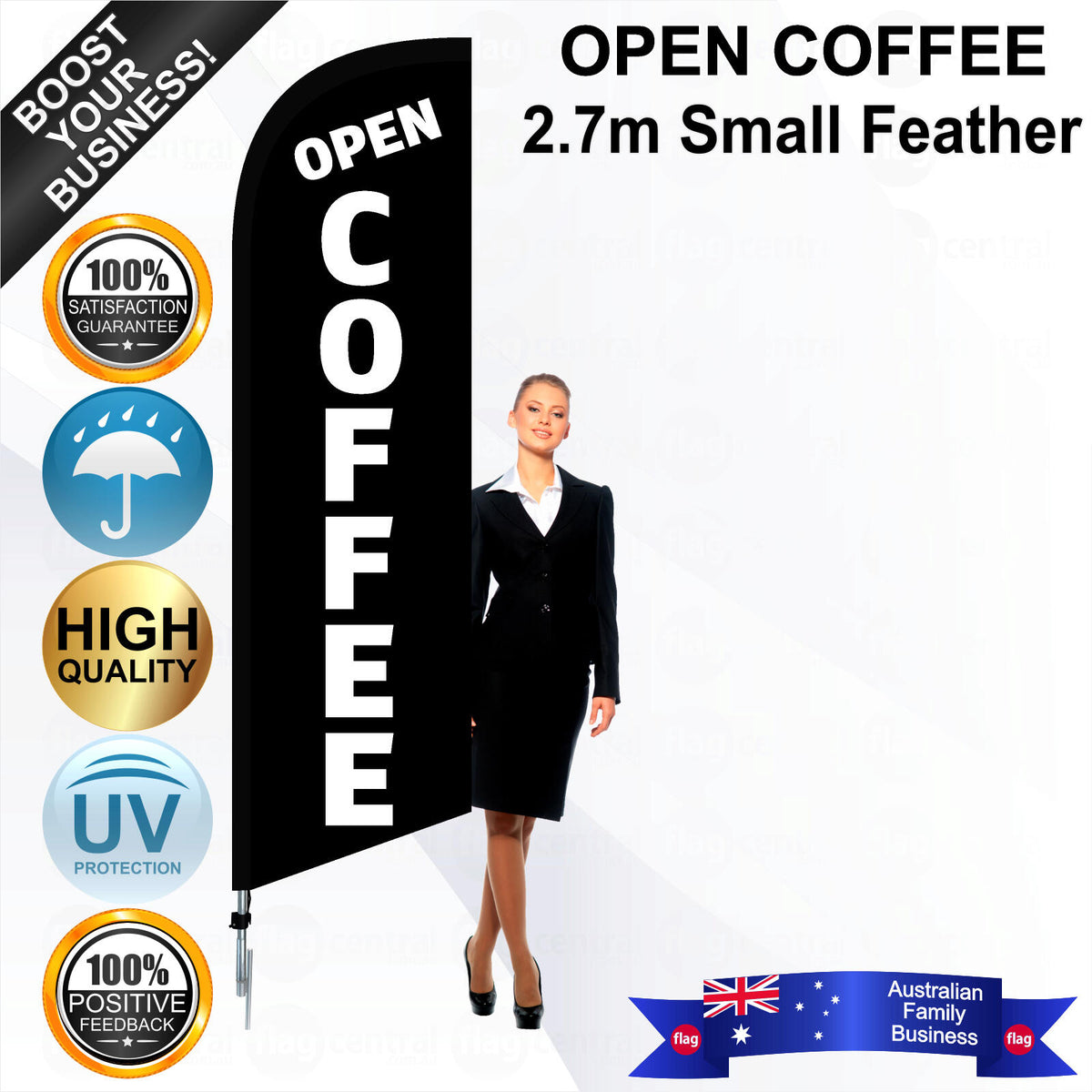 OPEN COFFEE Feather Flag - Bundle