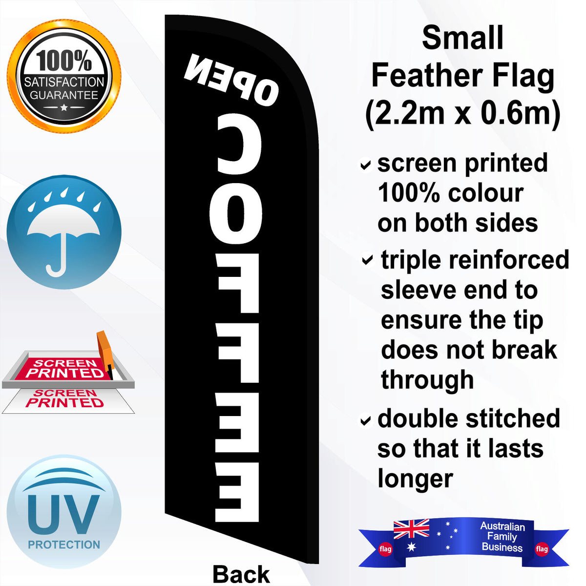 OPEN COFFEE Feather Flag - Rear
