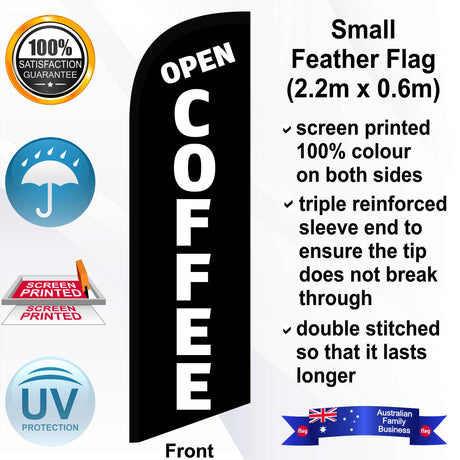 OPEN COFFEE Feather Flag - Front