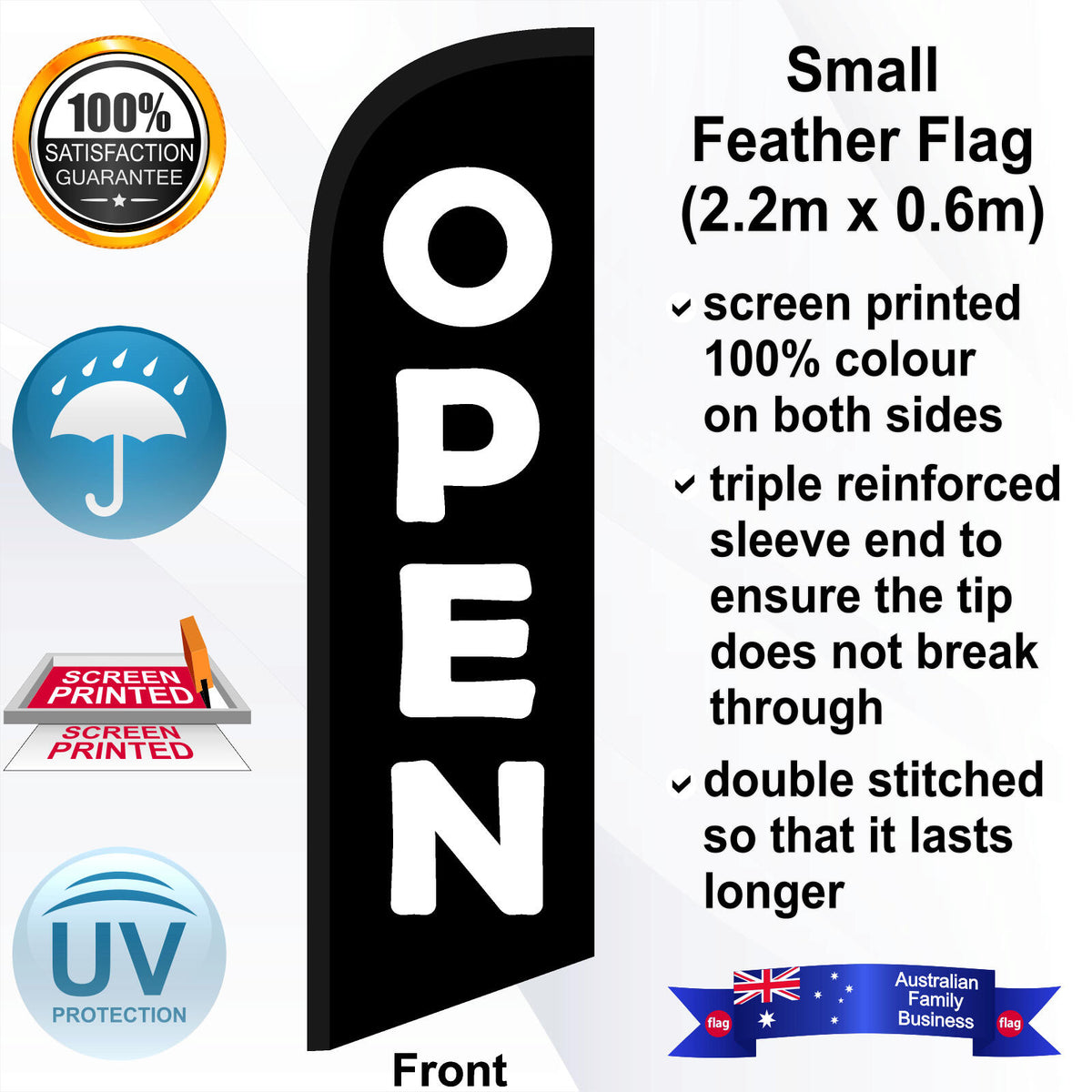 OPEN Feather Flag - Front