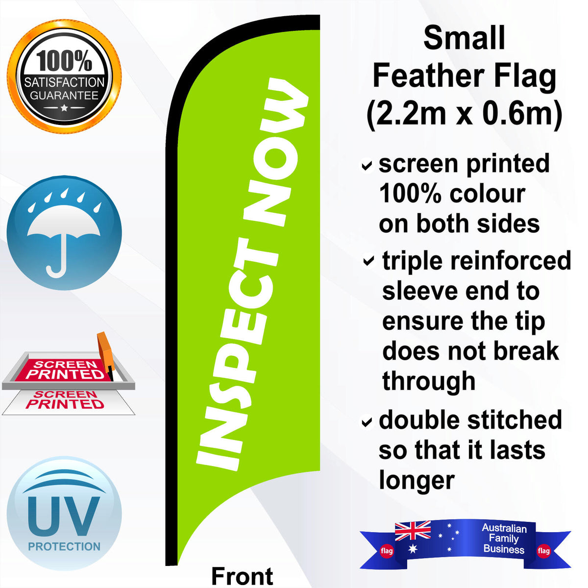INSPECT NOW Feather Flag - Front