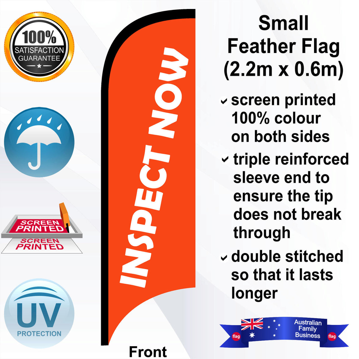 INSPECT NOW Feather Flag - Front