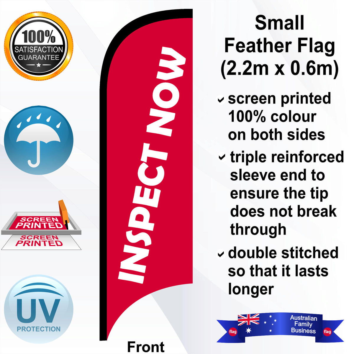 INSPECT NOW Feather Flag - Front