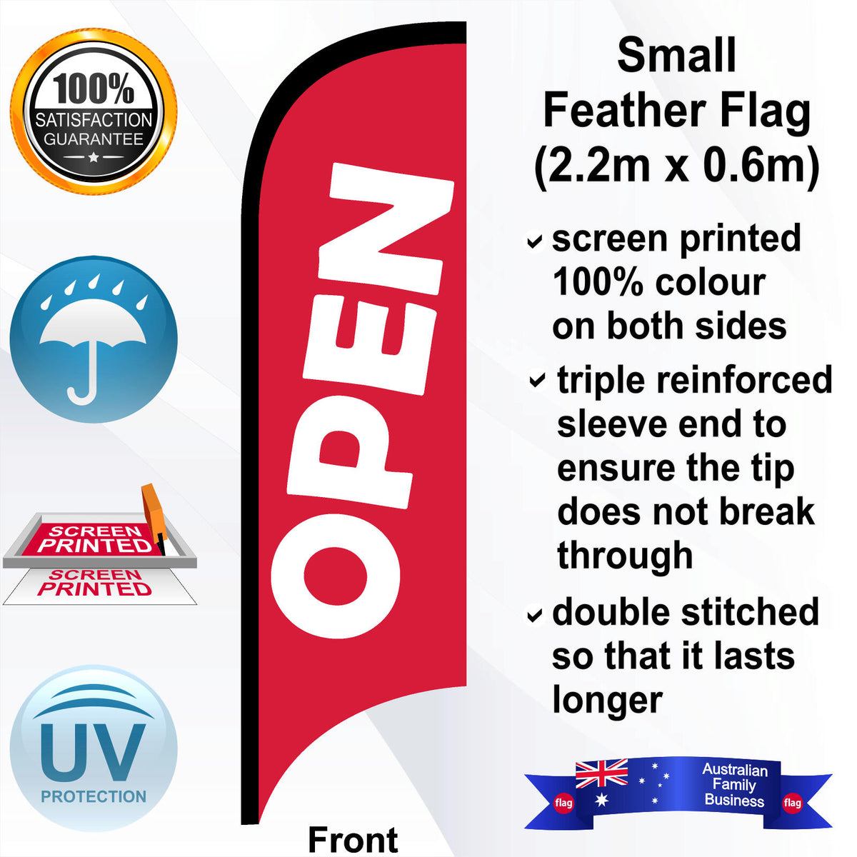 OPEN Feather Flag - Front
