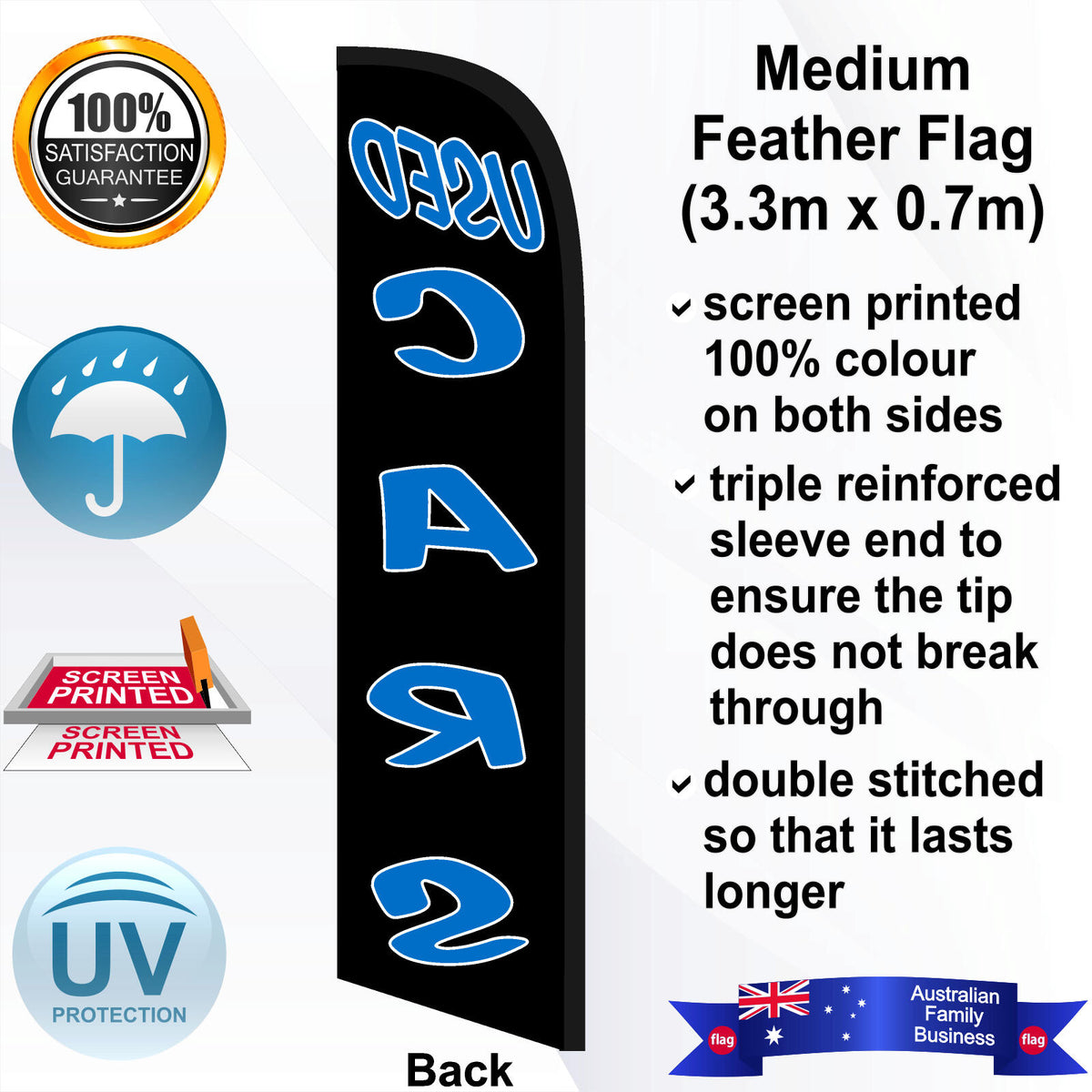 USED CARS Feather Flag - Rear