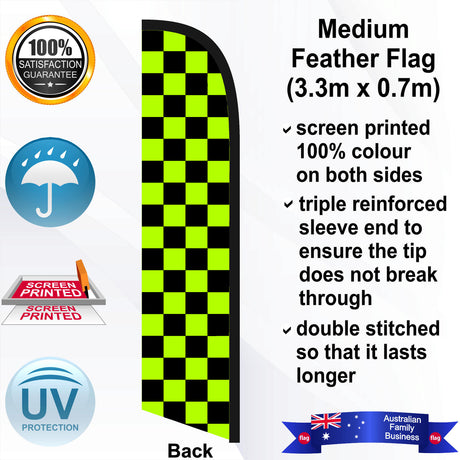 Black and Green Checks Feather Flag - Rear