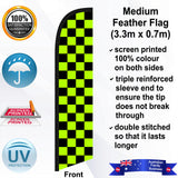 Black and Green Checks Feather Flag - Front