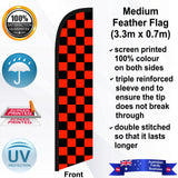 Black and Orange Checks Feather Flag - Front