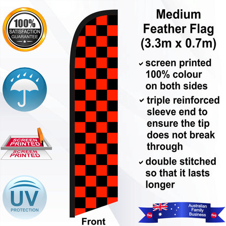 Black and Orange Checks Feather Flag - Front