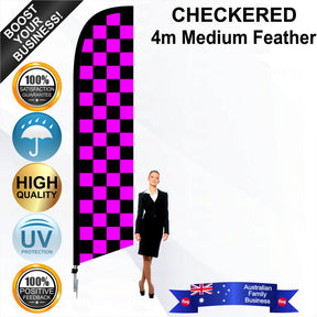 Black and Pink Checks Feather Flag - Bundle