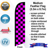 Black and Pink Checks Feather Flag - Front