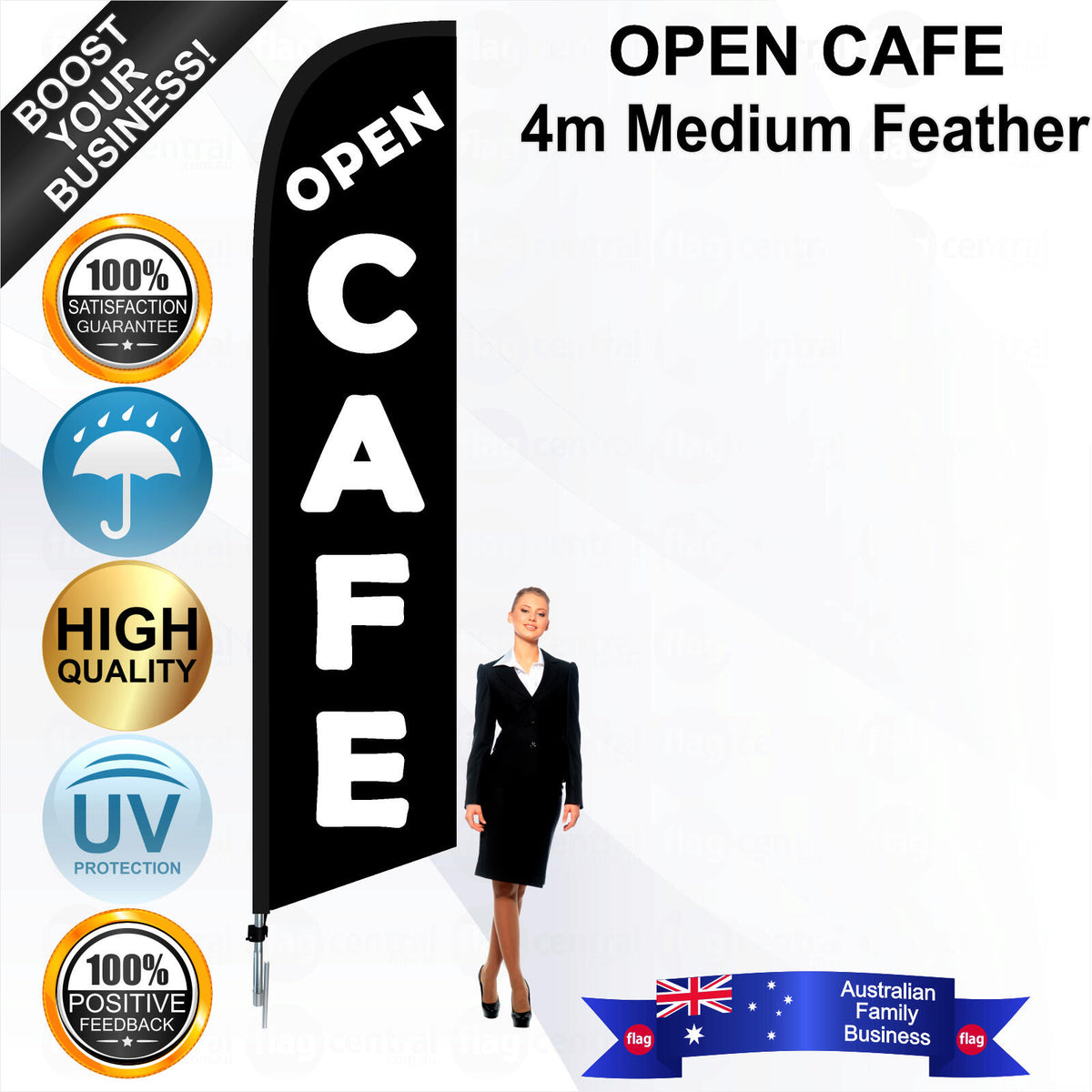 OPEN CAFE Feather Flag - Bundle