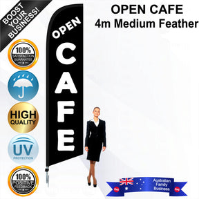OPEN CAFE Feather Flag - Bundle