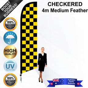 Black and Yellow Checks Feather Flag - Bundle