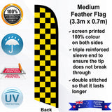 Black and Yellow Checks Feather Flag - Rear