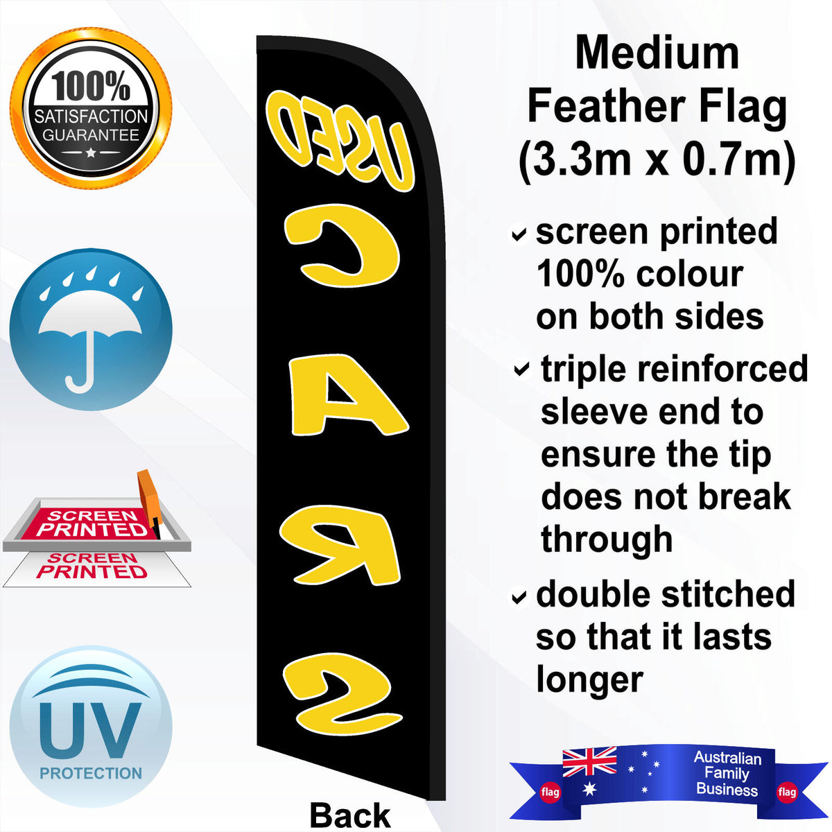 USED CARS Feather Flag - Rear