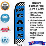 USED CARS CHECKERED Feather Flag - Front
