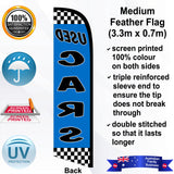USED CARS CHECKERED Feather Flag - Rear